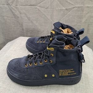 %Nike SF AF1 Air Force One Mid (GS) Youth Navy Blue Shoes Size US 5Y / A 35